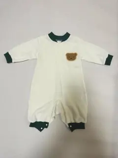 【美品】クマロゴ　ロンパース ホワイト