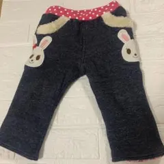 ミキハウス　ウサギ刺繍付ボトムス　ウサコ　裏起毛　サイズ80