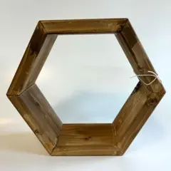 ヴィンテージ　六角形　ウォールシェルフ　ハンドメイド　蚤の市　シャビーシック