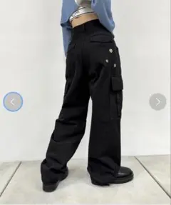 who's who gallery フラワー刺繍カーゴパンツ ブラック