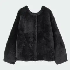 【未使用タグ付き】プラステ フェザーヤーン 2WAY カーディガン 黒 M