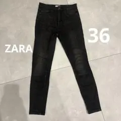 ZARA ダメージ加工ブラック スキニーデニム　36