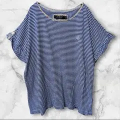 ローレンラルフローレン ボーダー Tシャツ XL 青白 綿混 爽やかコーデのサムネイル