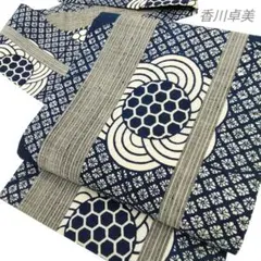 未着用 袋帯 藍染 風通織 鹿の子 七宝 格子 着物 052b - メルカリ