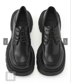 厚底レザー ローファー 黒