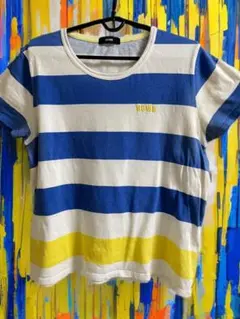 RCWB ロデオクラウン ストライプ Tシャツ 青 白 黄