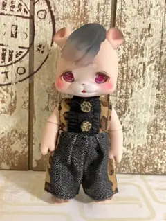 kumukuku cocoriang用ヒョウ柄×ジーンズ生地ロンパースのサムネイル