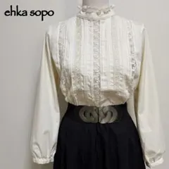 ehka sopo エヘカソポ アンティーク調 レースピンタックブラウス