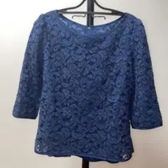 ROPE ネイビー レース 七分袖 トップス　38