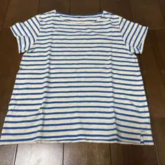UNIQLO 白/青 ストライプ 半袖Tシャツ L
