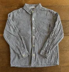 キッズ男の子　MoujonJon青×白のチェック柄 長袖シャツ トップス　130