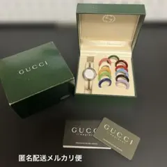 【美品】GUCCI　チェンジベゼル　シルバー　新品電池　レディース腕時計　稼働