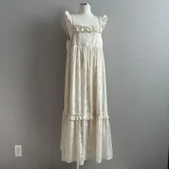 tiptop シアージャガードフリルワンピース 美品 アイボリー キャミワンピ