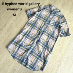 【イーハイフンワールドギャラリー】半袖シャツ ワンピース チェック柄 春夏 Mのサムネイル