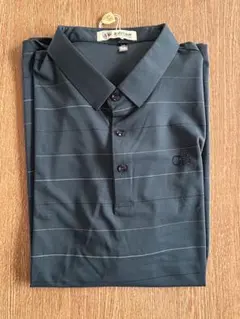 ダークグリーン ストライプ ポロシャツ