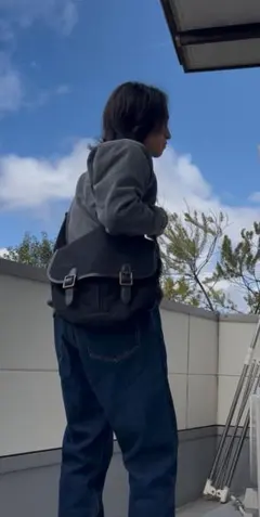 ブラックキャンバスショルダーバッグ