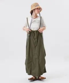 ビームスボーイ アーミー オーバーパンツ アレンジ ワンピース カーキ