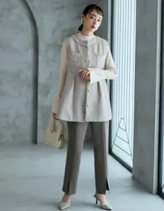 カラーツイードジレ＆スリムストレートパンツセットアップフォーマルセレモニースーツ