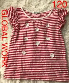 GLOBAL WORK Tシャツ　赤　ボーダー　女の子　XL