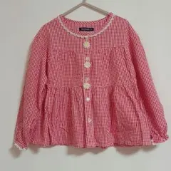 moujonjon ギンガムチェック ブラウス 120　トップス　女児　女の子