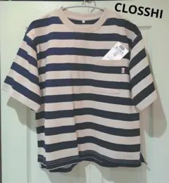 CLOSSHI　未使用　紺　ボーダー ポケット　Tシャツ 綿100%のサムネイル
