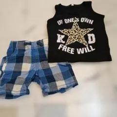 タンクトップとチェックショートパンツセット 80cm