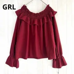 GRL グレイル フリルオフショルダートップス ブラウス ボルドー L 長袖のサムネイル