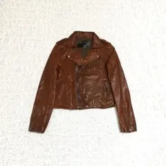 イタリア産ラムレザー 希少レッドブラウン ダブルライダース クロップド丈 光沢