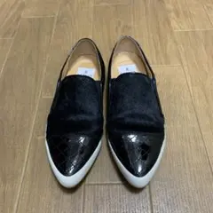 【美品】✨ランバンオンブルー 23.5cm 黒 ハラコ エナメル サイドゴアのサムネイル