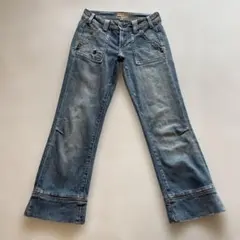 YANUK ヤヌーク 23 USA製 ダメージ加工 デニム ストレッチ