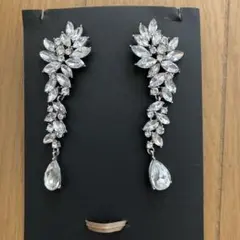 ウェディング　クリスタルフラワーデザインロングピアス