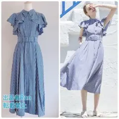 アンドクチュール ストライプフリルシャツワンピース ワンピース ストライプ