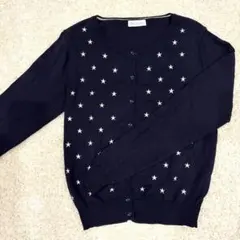 Ehyphen world gallery（イーハイフン）　紺カーディガン　星柄