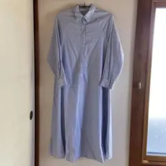 ZARA 水色ストライプ 長袖シャツワンピース S