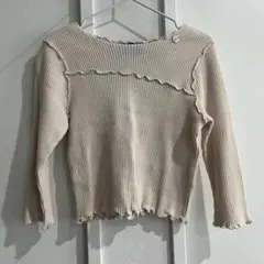 プティマイン　アイボリー　メロウ　切り替え　リブ　長袖カットソー