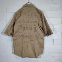 Norton 半袖ミリタリーシャツ L ベージュ刺繍 バイカーのサムネイル