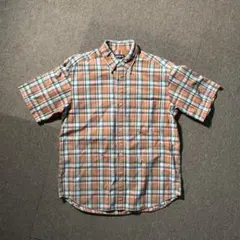 90s OLD UNIQLO チェックシャツ 半袖 ボタンダウン S ラウンド