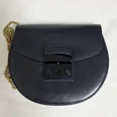 FURLA フルラ メトロポリス ラウンド チェーンショルダーバッグ 黒