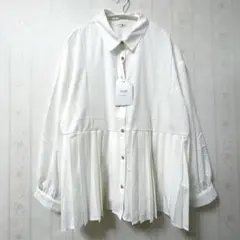 新品 mysa closet 田中里奈 プリーツ ホワイト系 ブラウス L