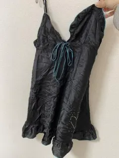 Dream Girl 黒 キャミソール ハート ストーン ブラック フリル