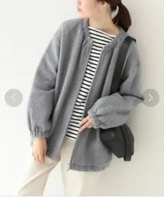 クルーネックギャザーブルゾン　グレー