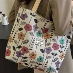 迅速発送！　両面デザイン　トートバッグ　花柄　① ショルダーバッグ　大容量