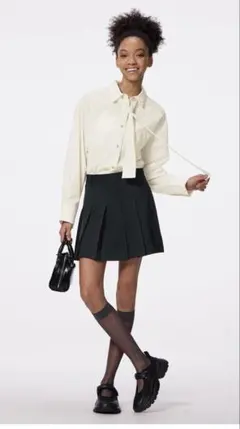 GU プリーツスコート　ブラック プリーツスカート ミニ丈