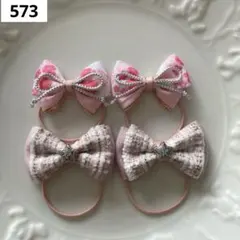 【573】　和柄　ピンク　ラメ　お雛祭り　初節句　リボン　ヘアゴム　リボン