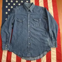 80s ラングラー 70127MW デニム ウエスタンシャツ 16 1/2-34