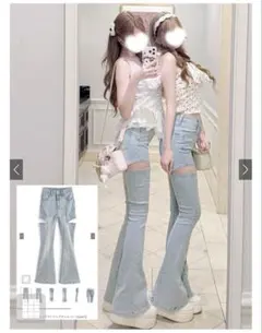 GRL サイドカットアウトフレアデニムパンツのサムネイル