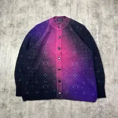 Vintage Y2K グラデーション ラメ ニット カーディガン 宇宙柄