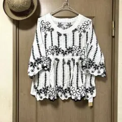 rps アールピーエス ★ 縦フラワー刺繍フレアー袖ブラウス