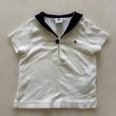 PETIT BATEAU セーラーカラー 半袖Tシャツ ホワイト