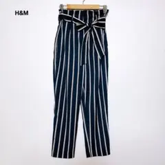 H&M ストライプ ペーパーバッグ ハイウエストパンツ XS